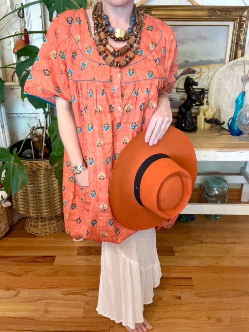 New! The “Rowena” Mumu Cotton House Dress ONE SIZE PLUS SIZE With Pockets